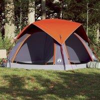 Berkfield Home Camping Tent Cabin 4-Person Grey & Orange Waterproof
