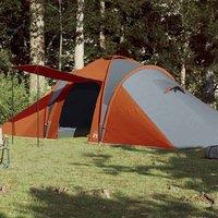 Berkfield Home Family Tent Dome 6-Person Grey & Orange Waterproof