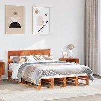 Berkfield Home Bed Frame without Mattress Wax Brown 140x190 cm Solid Wood Pine