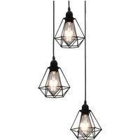 Berkfield Home Ceiling Lamp with Diamond Design Black 3 x E27 Bulbs