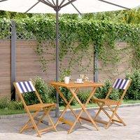 Berkfield Home 3 Piece Bistro Set Blue & White Fabric & Solid Wood