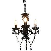 Berkfield Home Chandelier with Beads Black Round 3 x E14