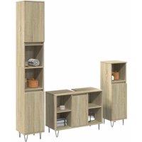 Berkfield Home 3 Piece Bathroom Furniture Set Sonoma Oak Engineered Wood in Brown