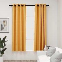 Berkfield Home Linen-Look Blackout Curtains with Grommets 2pcs Yellow 140x175cm | Size: 140x175 cm