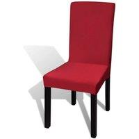 Berkfield Home 6 pcs Bordeaux Straight Stretchable Chair Cover in Red