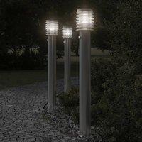 Berkfield Home Outdoor Floor Lamps with Sensors 3pcs Silver 110cm Stainless Steel