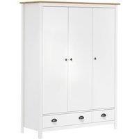 Berkfield Home 3-Door Wardrobe Hill White 127x50x170 cm Solid Pine Wood | Size: 127 x 50 x 170 cm