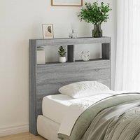 Berkfield Home Headboard Cabinet with LED Grey Sonoma 100x17x102 cm | Size: 100 x 17 x 102 cm