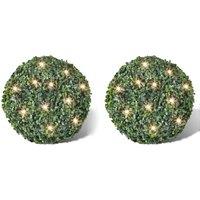 Berkfield Home Artificial Leaf Topiary Ball 27 cm Solar LED String 2 pcs