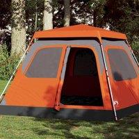 Berkfield Home Camping Tent Dome 4-Person Grey & Orange Quick Release