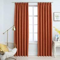 Berkfield Home Blackout Curtains with Hooks 2 pcs Rust 140x245 cm in Taupe