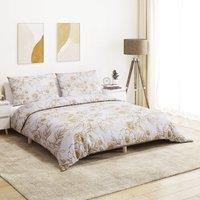 Berkfield Home Duvet Cover Set White & Brown 220x240 cm Cotton