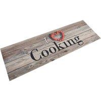 Berkfield Home Kitchen Rug Washable Cooking Grey 60x180 cm Velvet