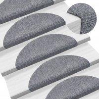 Berkfield Home Self-adhesive Stair Mats 5 pcs Light Grey 56x17x3 cm Needle Punch | Size: Medium
