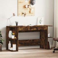 Berkfield Home Desk Smoked Oak 140x50x75 cm Engineered Wood in Brown | Size: 140 x 50 x 75 cm