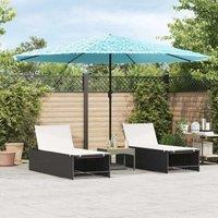 Berkfield Home Garden Parasol with Steel Pole Blue 388x388x248 cm | Size: 388 x 388 x 248 cm