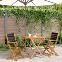 Berkfield Home 3 Piece Bistro Set Black Polypropylene & Solid Wood