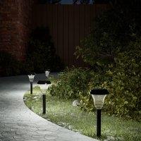 Berkfield Home Solar Pathway Lights with Ground Spikes 12 pcs White in Black