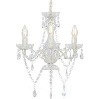 Chandelier with Beads White Round 3 x E14