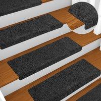 Berkfield Home Stair Mats 5 pcs Grey 65x21x4 cm Needle Punch | Size: Medium
