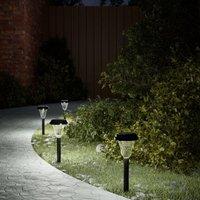Berkfield Home Solar Pathway Lights with Ground Spikes 12 pcs White in Black