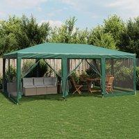 Berkfield Home Party Tent with 10 Mesh Sidewalls Green 6x4 m HDPE