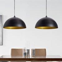 Berkfield Home Ceiling Lamp 2 pcs Height-adjustable Semi-spherical Black