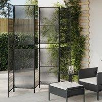 Berkfield Home Room Divider 6 Panels Black Poly Rattan