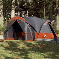 Berkfield Home Family Tent Tipi 8-Person Grey & Orange Waterproof