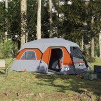 Berkfield Home Family Tent 9-Person Grey & Orange Quick Release Waterproof