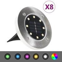Berkfield Home Solar Ground Lights 8 pcs LED Lights RGB Colour in Silver