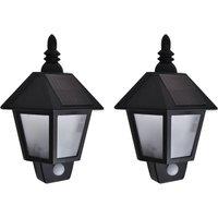 Berkfield Home Solar Wall Lamps 2 pcs with Motion Sensor Black