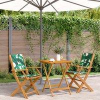 Berkfield Home 3 Piece Bistro Set Leaf Pattern Fabric & Solid Wood in Green