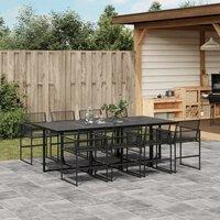 Berkfield Home 9 Piece Garden Dining Set Black Poly Rattan