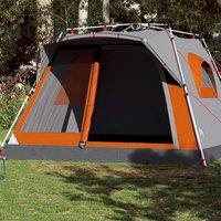 Berkfield Home Family Tent Cabin 7-Person Grey & Orange Quick Release
