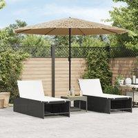 Berkfield Home Garden Parasol with LEDs & Steel Pole Brown 324x324x247 cm | Size: 324 x 324 x 247 cm