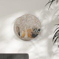 Berkfield Home Mirror Sand 40x2.5 cm Iron Round for Indoor Use in Cream