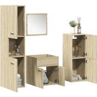 3 Piece Bathroom Furniture Set Sonoma Oak Engineered Wood