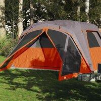 Berkfield Home Family Tent with Porch 6-Person Grey & Orange Waterproof