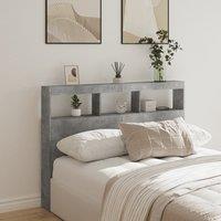 Berkfield Home Headboard Cabinet with LED Concrete Grey 140x17x102 cm | Size: 140 x 17 x 102 cm
