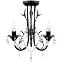 Berkfield Home Art Nouveau Style Black Chandelier Crystal Beads 3xE14 Bulbs