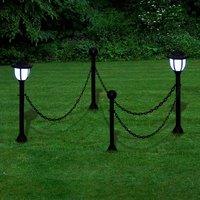 Berkfield Home Chain Fence with Solar Lights Two LED Lamps Two Poles in Grey