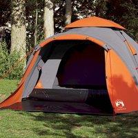 Berkfield Home Camping Tent Dome 3-Person Grey & Orange Quick Release