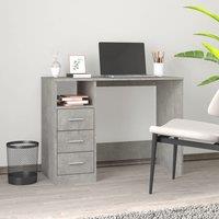 Berkfield Home Desk with Drawers Concrete Grey 102x50x76 cm Engineered Wood | Size: 102 x 50 x 76 cm