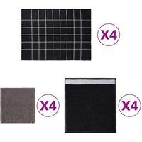 Berkfield Home 12 Piece Towel Set Black Cotton