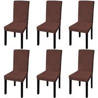 Berkfield Home Straight Stretchable Chair Cover 6 pcs Brown