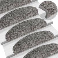 Berkfield Home Carpet Stair Treads 15 pcs Grey 65x21x4 cm | Size: Medium