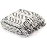 Throw Cotton Stripes 220x250 cm Grey and White