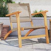 Berkfield Home Garden Chairs 2 pcs Beige Poly Rattan & Acacia Wood