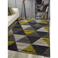 Home Republic Vision Geometric Carved Rug in Yellow | Size: 160 cm x 230 cm